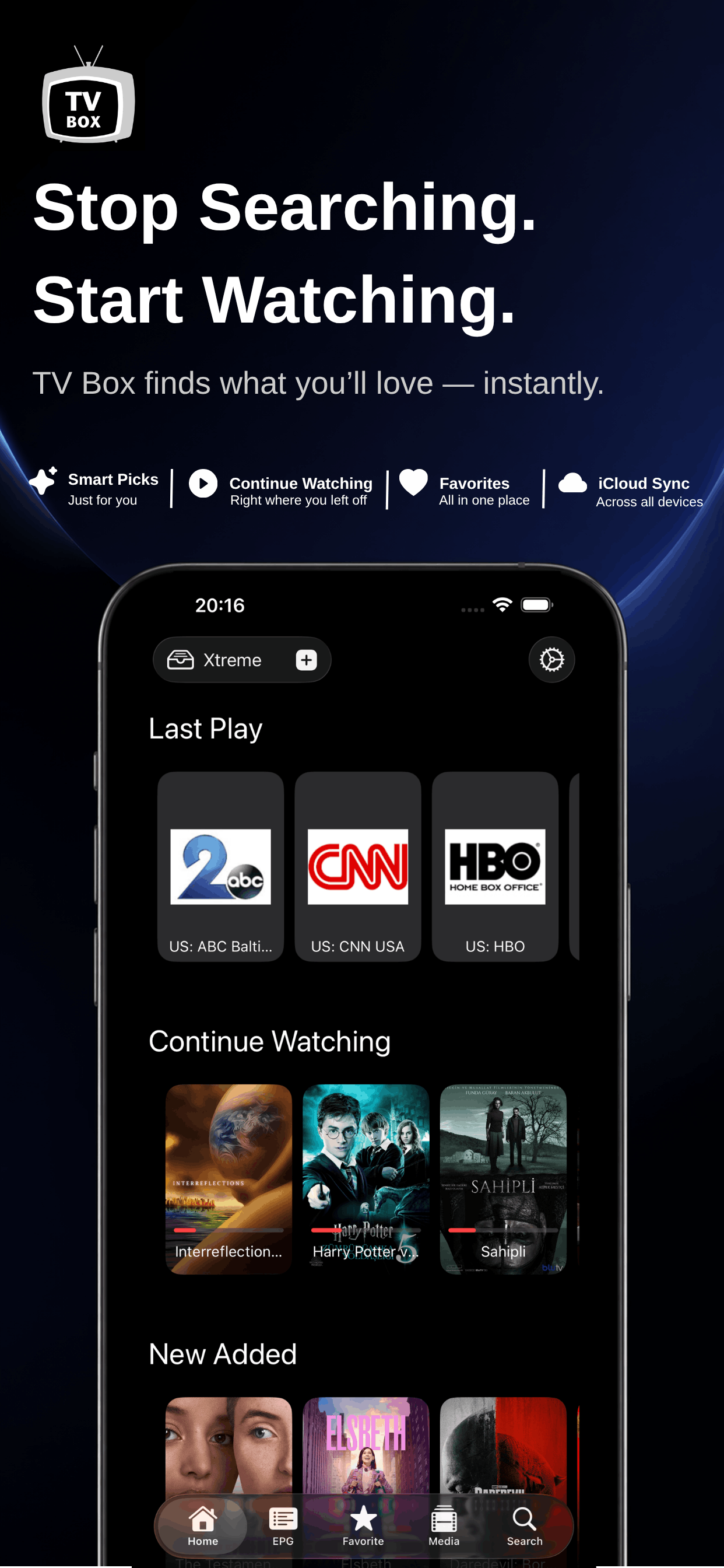 TV-Box home screen on iPhone